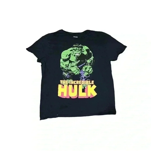 MARVEL COMICS T-Shirt Women's XL Black Short Cap Sleeve Incredible Hulk Cotton - Picture 1 of 1